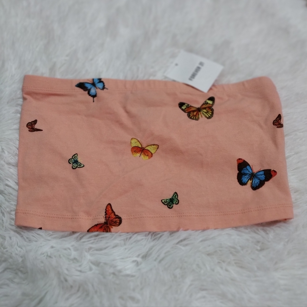 Forever 21 Butterfly 🦋 Peach Cropped Tube Top Small 🆕